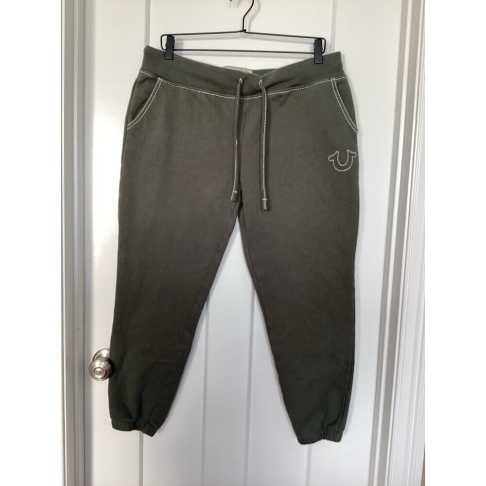 True Religion Men's XL Olive Green Jogger Sweatpants logo casual